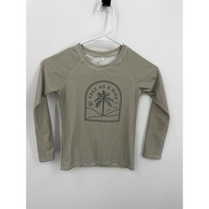 Rylee + Cru Free As A Bird Rash Guard Kids 8-9Y Olive Green Long Sleeve Swim Top